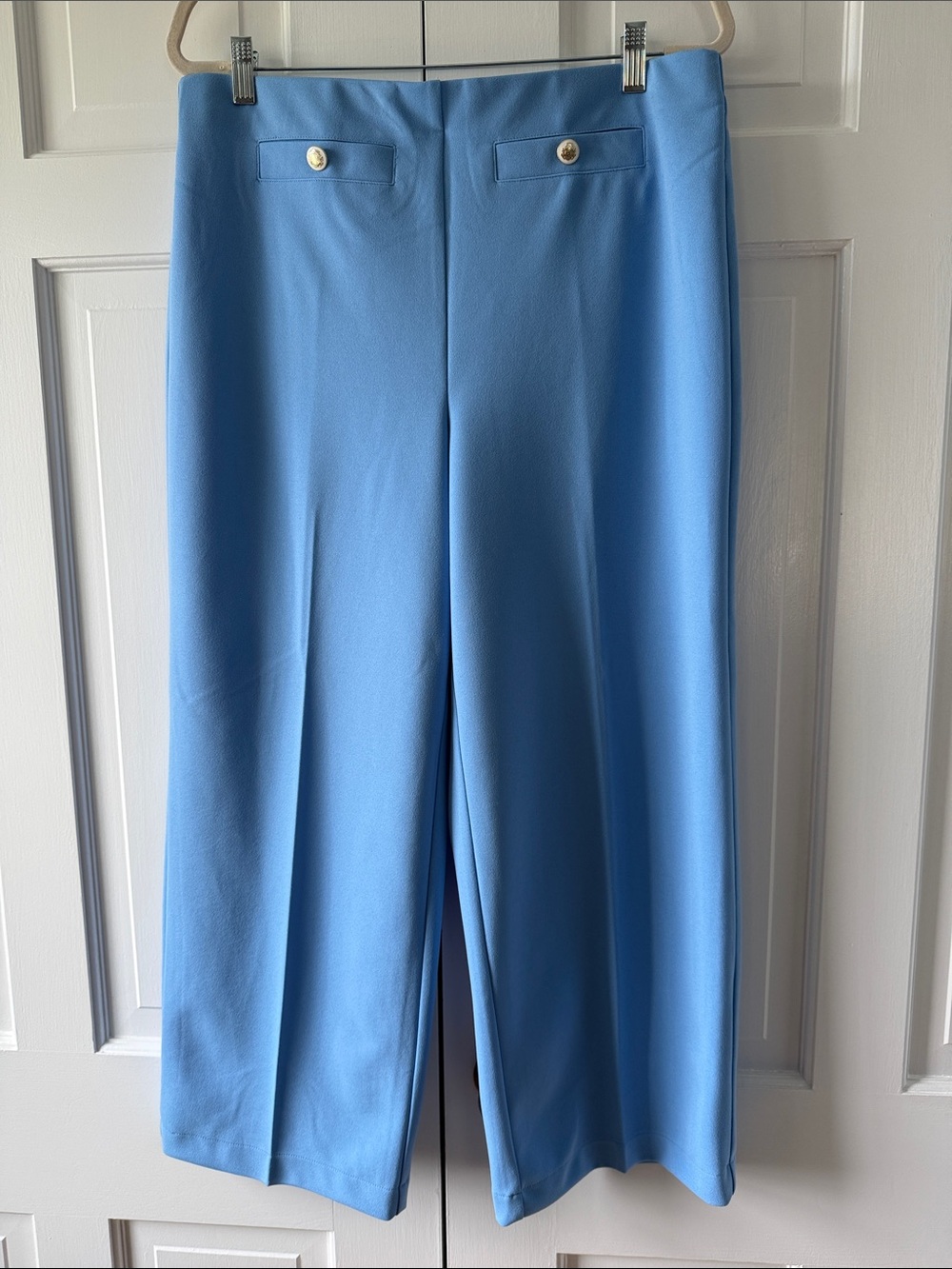 Jules & Leopold Women's Light Bright Blue Wide-Leg Pants Size Large Ankle